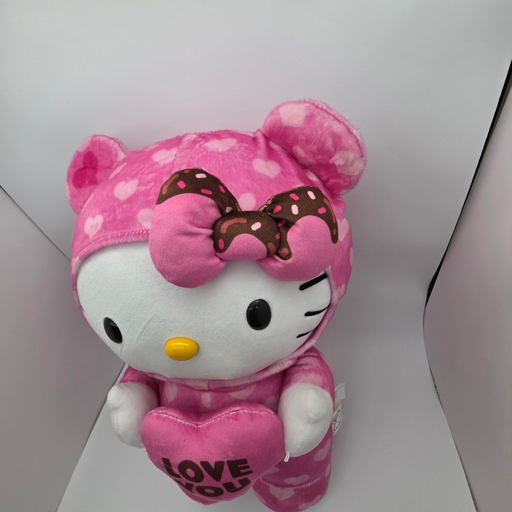 Hello Kitty Valentines Day Greeter Plush Pink Heart Pajama Toy Love You Pillow - Picture 12 of 13